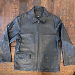 J Crew Men's Black Leather Jacket. EUC. Size L